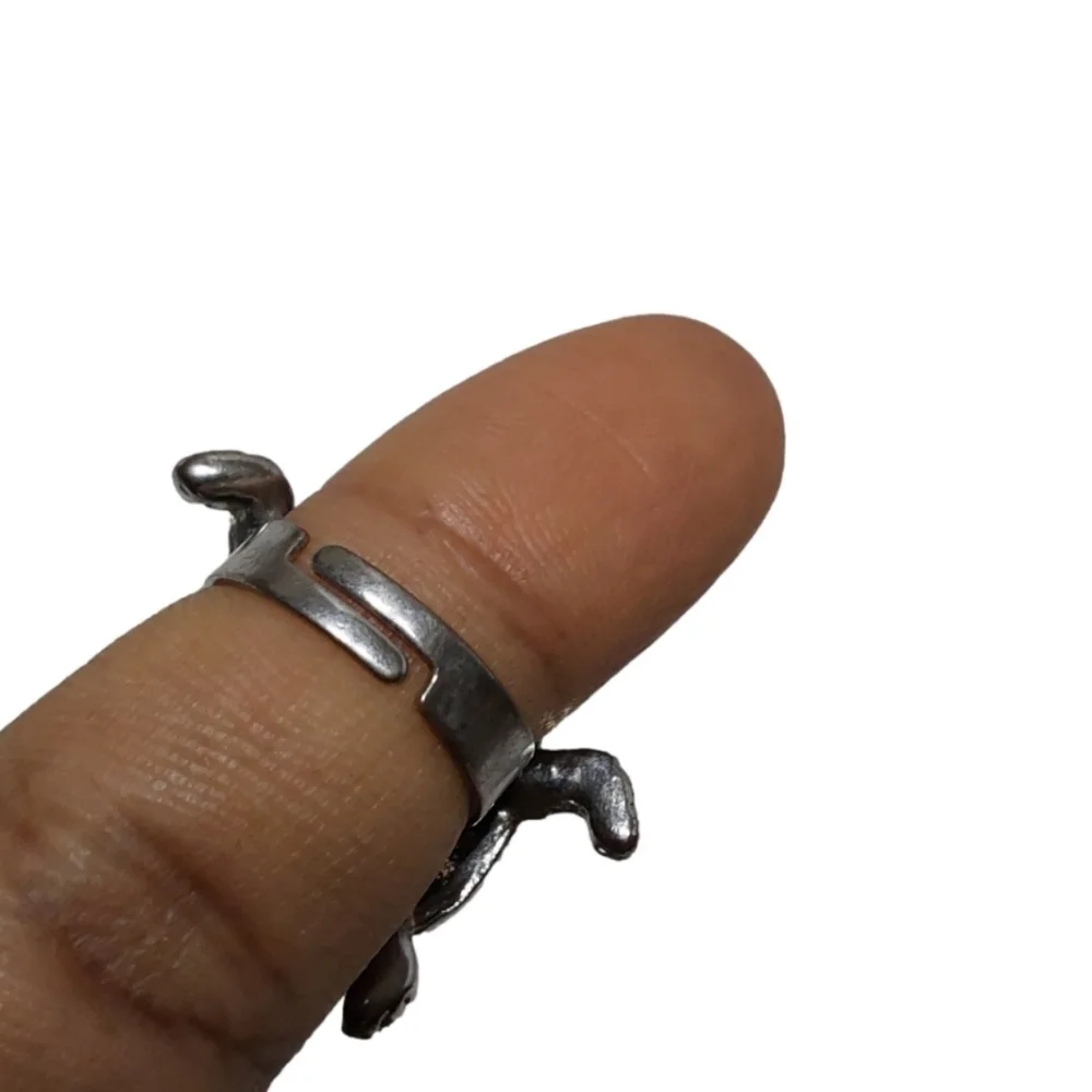 TURTLE GREEN & SILVER‎ FINGER RING SIZE 7